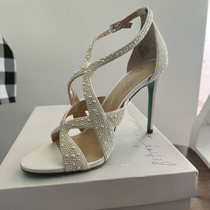 Betsey Johnson Ivory Strap Stiletto Heels, BRAND NEW, NEVER WORN